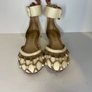 L.A.M.B. White L Ferris Cream Flats